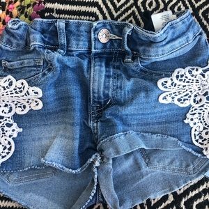 Blue Shorts with White Lace